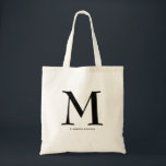 Bridesmaid Modern Minimalist Bachelorette Tote Bag<br><div class="desc">Simple tote bag is personalised with a large monogram initial,  choose your first or last name initial,  and your full name below in black. Ideal for yourself,  gift bag for your bridesmaids,  bachelorette party,  or any occasion.</div>