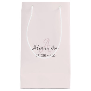 Bridesmaid Modern Minimalist Monogram Blush Pink Small Gift Bag