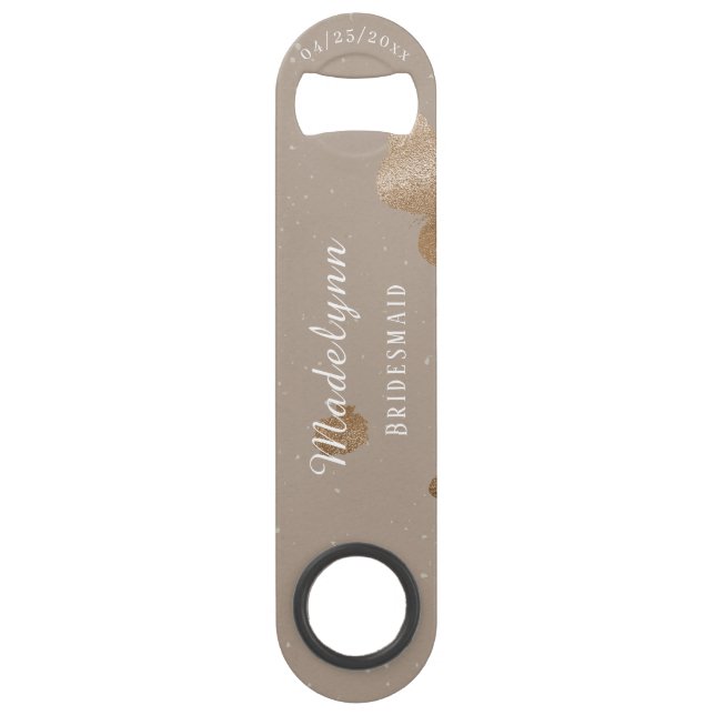 Bridesmaid Modern Minimalist Rose Gold Ash Bar Key (Front)