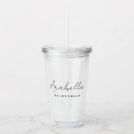 Bridesmaid | Modern Minimalist Script Bachelorette Acrylic Tumbler<br><div class="desc">This Bridesmaid custom design features a handwritten script typography. You can easily personalise the name and title or add your custom message! The perfect elegant accessory for a bridesmaid proposal or bachelorette!</div>
