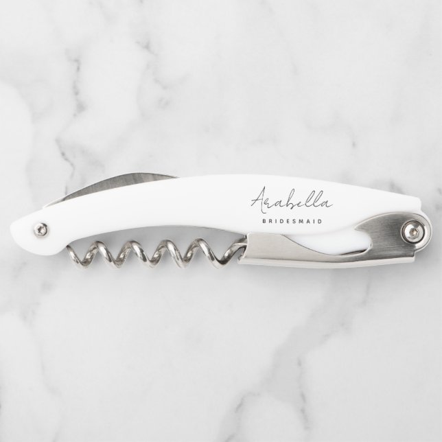 Bridesmaid | Modern Minimalist Script Bachelorette Corkscrew (Back)