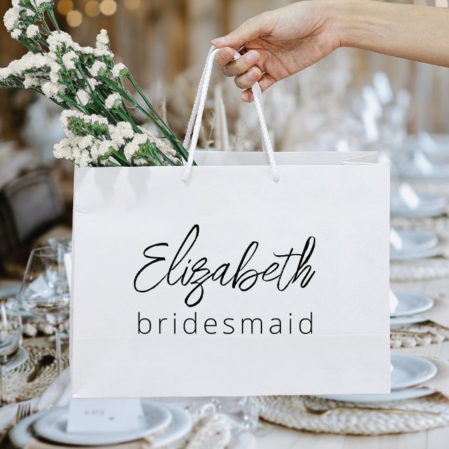 Bridesmaid Modern Minimalist Script Bachelorette Large Gift Bag (Creator Uploaded)