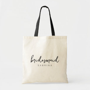 Bridesmaid Modern Minimalist Script Bachelorette Tote Bag