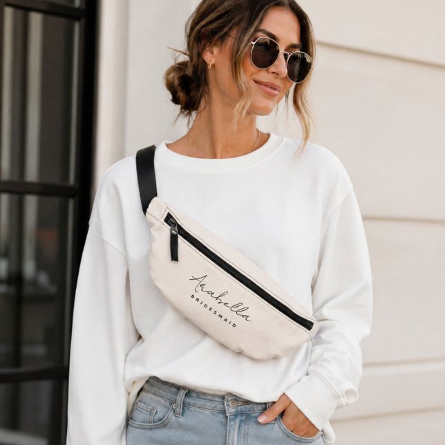 Bridesmaid | Modern Minimalist Script Blush Pink Bum Bags (Creator Uploaded)