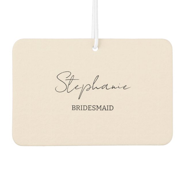 Bridesmaid | Modern Minimalist Script Blush Pink Car Air Freshener (Front)
