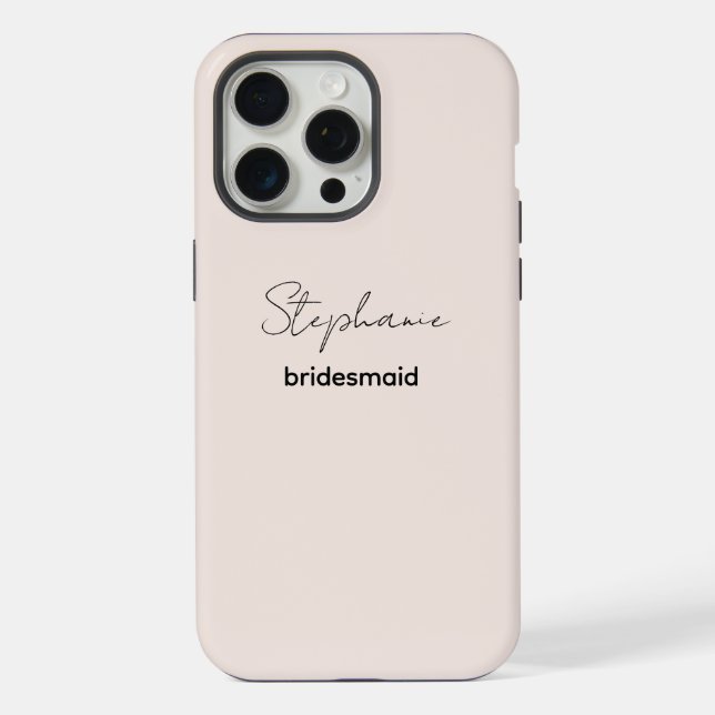 Bridesmaid | Modern Minimalist Script Blush Pink  iPhone Case (Back)