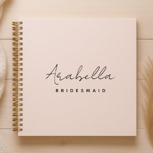 Bridesmaid Modern Minimalist Script Blush Pink Notebook