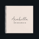 Bridesmaid | Modern Minimalist Script Blush Pink Notebook<br><div class="desc">This Bridesmaid custom design features a handwritten script typography on a blush pink background. You can easily personalise the name and title or add your custom message! The perfect elegant accessory for a bridesmaid proposal or bachelorette!</div>