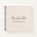 Bridesmaid | Modern Minimalist Script Blush Pink Notebook<br><div class="desc">This Bridesmaid custom design features a handwritten script typography on a blush pink background. You can easily personalise the name and title or add your custom message! The perfect elegant accessory for a bridesmaid proposal or bachelorette!</div>