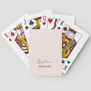 Bridesmaid Modern Minimalist Script Blush Pink Playing Cards