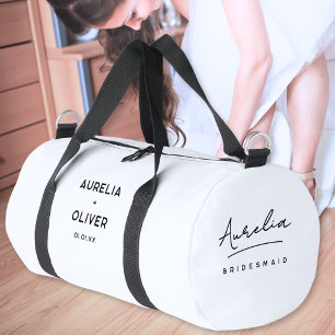 Bridesmaid Modern Minimalist Script Personalized Duffle Bag