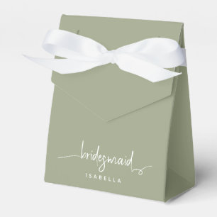 Bridesmaid Modern Minimalist Script Sage Green  Favour Box