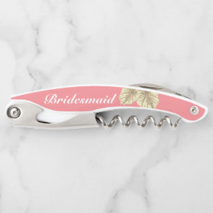 Bridesmaid Modern Rose Gold Leaves White Corkscrew