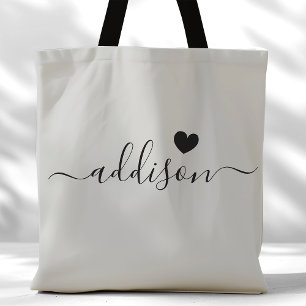Bridesmaid Modern Script Heart Warm Grey Tote Bag