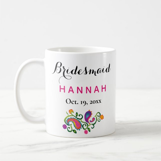 Bridesmaid Modern Typography Script Wedding Coffee Mug (Left)