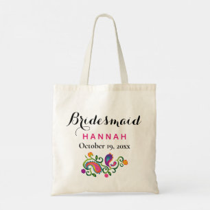Bridesmaid Modern Typography Script Wedding Tote Bag