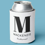 Bridesmaid Monogram Name Can Cooler<br><div class="desc">Modern typography minimalist monogram name design which can be changed to personalise. Perfect for thanking your Bridesmaid for all their help and support in making your wedding amazing.</div>
