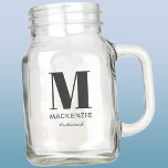 Bridesmaid Monogram Name Mason Jar<br><div class="desc">Modern typography minimalist monogram name design which can be changed to personalise. Perfect for thanking your Bridesmaid for all their help and support in making your wedding amazing.</div>
