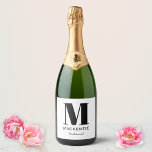 Bridesmaid Monogram Name Sparkling Wine Label<br><div class="desc">Modern typography minimalist monogram name design which can be changed to personalise. Perfect for thanking your Bridesmaid for all their help and support in making your wedding amazing.</div>