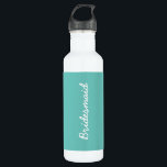 Bridesmaid Monograms Wedding Gift Favour Teal Whit 710 Ml Water Bottle<br><div class="desc">Perfect gift for bridesmaids! Feel free to change the background colour and you may customise to change the text to suit for a different recipient for a different event if you wish!</div>