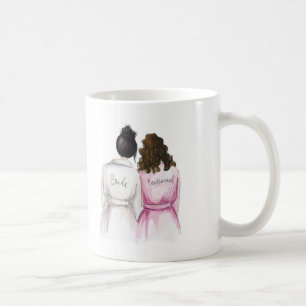 Bridesmaid? Mug Black Bun Bride Br Curls Maid