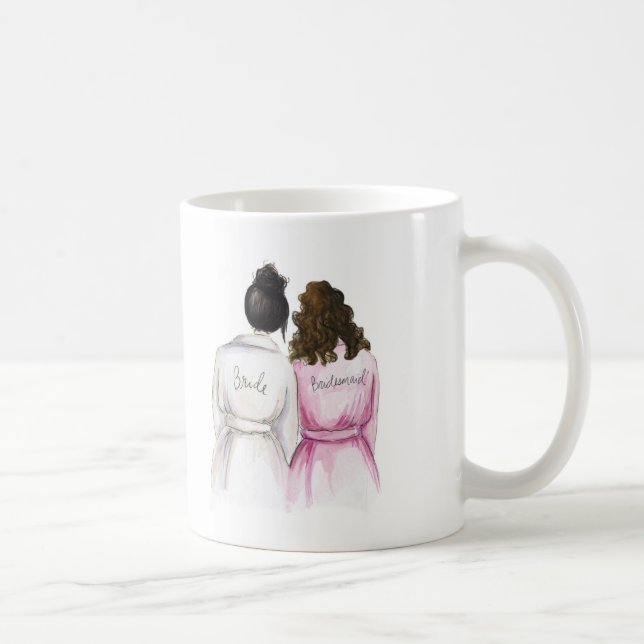 Bridesmaid? Mug Black Bun Bride Br Curls Maid (Right)