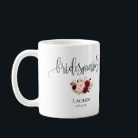 Bridesmaid Mug - Wedding Gift, Customisable Design<br><div class="desc">Bridesmaid Mug,  a perfect wedding gift for your Bridesmaid.
The design is with black calligraphy lettering (both sides). Personalise the name and wedding date. 

Modern lettering designed by Teesha and Derrick.
#TeeshaDerrick</div>