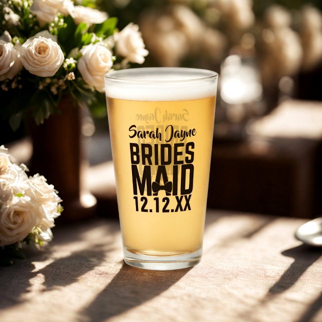 Bridesmaid Name Bachelorette Gift Glass (Perfect bridesmaid keepsake glass. Just add her name and your wedding date.)