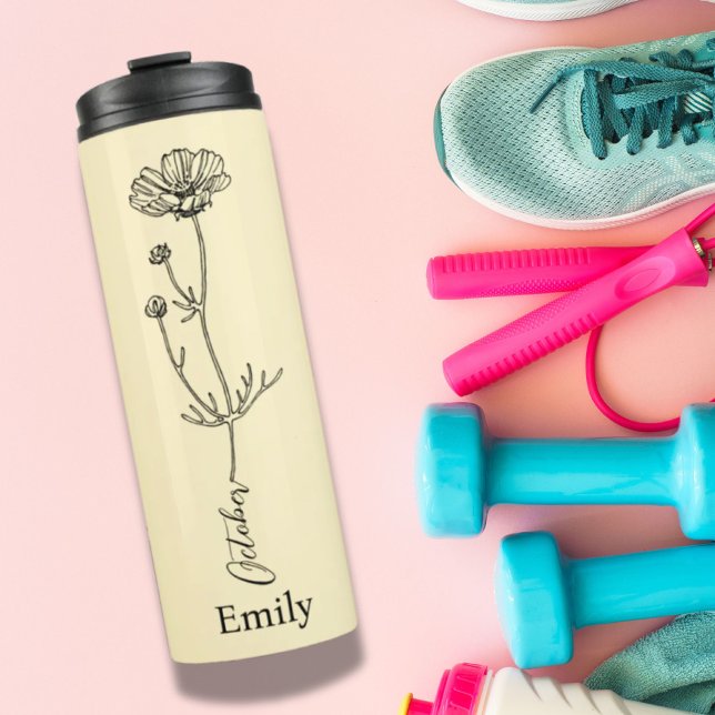 Bridesmaid Name Cosmos October Birth Flower Gift Thermal Tumbler (Bridesmaid Name Cosmos October Birth Flower Gift Thermal Tumbler)