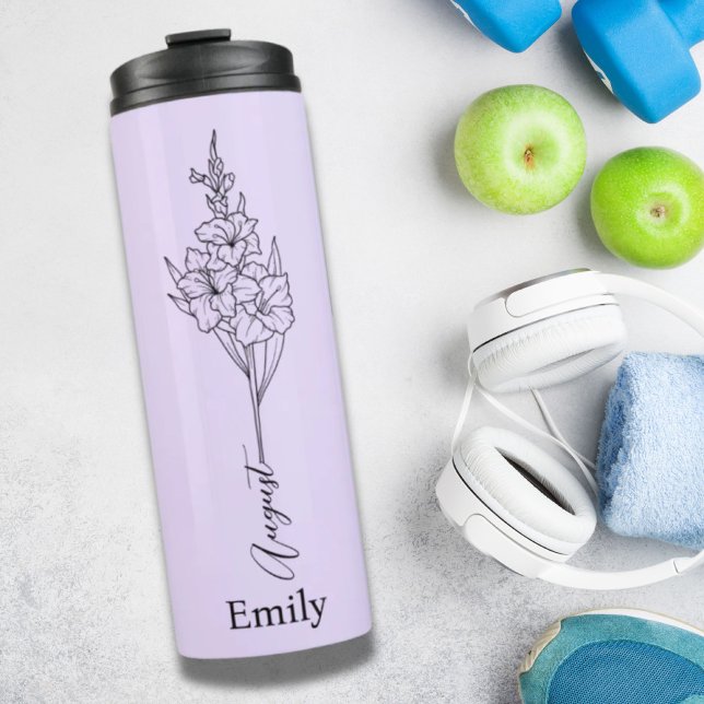 Bridesmaid Name Gladiolus August Birth Flower Gift Thermal Tumbler (Bridesmaid Name Gladiolus August Birth Flower Gift Thermal Tumbler)