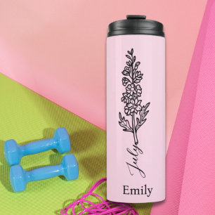 Bridesmaid Name Larkspur July Birth Flower  Thermal Tumbler