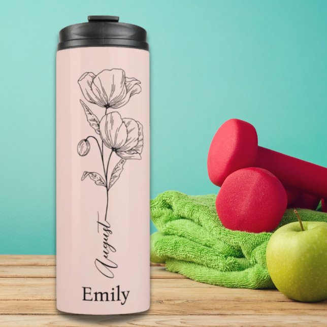 Bridesmaid Name Poppy August Birth Flower Gift Thermal Tumbler (Bridesmaid Name Poppy August Birth Flower Gift Thermal Tumbler)