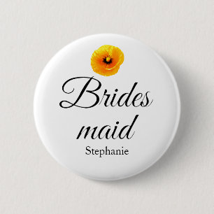 Bridesmaid Name Poppy Floral Abstract Wedding Cute 6 Cm Round Badge
