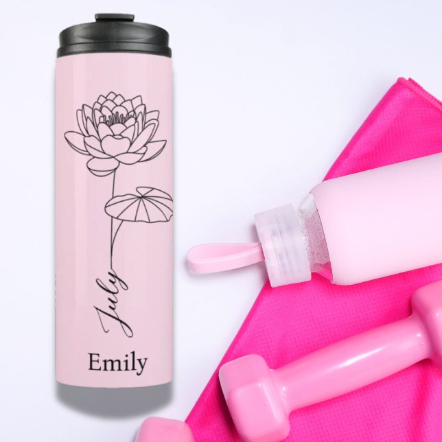 Bridesmaid Name Water Lily July Birth Flower  Thermal Tumbler (Bridesmaid Name Water Lily July Birth Flower Thermal Tumbler)