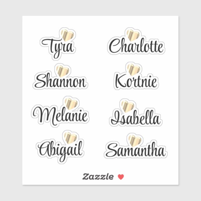 Bridesmaid Names Personalised Decal Vinyl Stickers (Sheet)