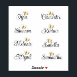 Bridesmaid Names Personalised Decal Vinyl Stickers<br><div class="desc">Elegant and unique script bridesmaid's personalised names with a shiny gold heart vinyl decal stickers. These can be used for wedding bridesmaids favour gifts, crafts, stationery, scrapbooking and more. If you need to move around or remove the gold heart, click on personalise then the click "Edit this design further" link....</div>