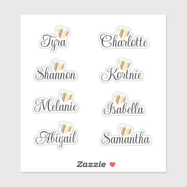 Bridesmaid Names Personalised Decal Vinyl Stickers (Sheet)