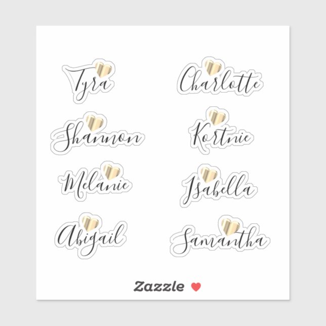 Bridesmaid Names Personalised Vinyl (Sheet)