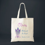 BRIDESMAID or ANY Wedding Role PEACOCK FEATHERS Tote Bag<br><div class="desc">This custom bride tote bag with its peacock feathers and a place to put a name,  wedding role,  and wedding date makes a sweet wedding gift for the woman members of your wedding party.  Personalise with her name and date!</div>