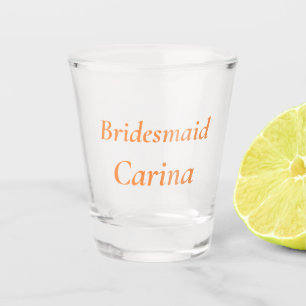 Bridesmaid Orange Custom Name Gifts Wedding Shot Glass