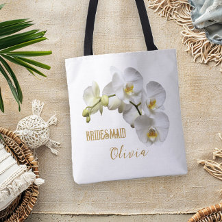 Bridesmaid Orchids Floral Personalised Tote Bag