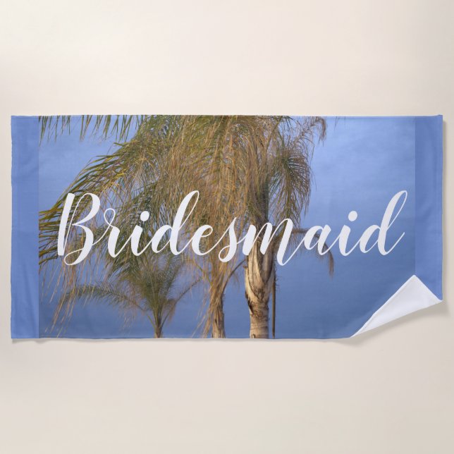 Bridesmaid Palm Trees Beach Towel (Front)