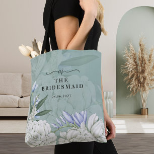 Bridesmaid Peony   Sage Green & White Tote Bag