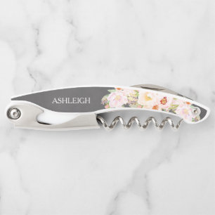 Bridesmaid Personalised Blush Peony Chalkboard Corkscrew