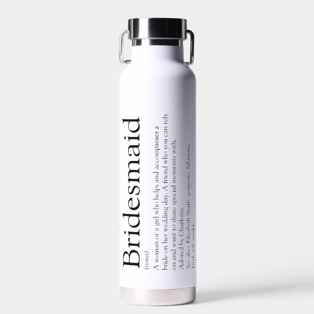 Bridesmaid Personalised Definition Favour Water Bottle (Front)
