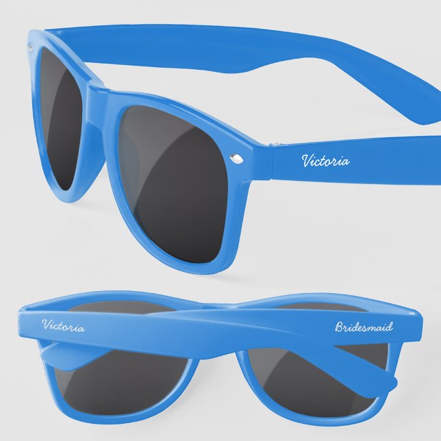 Bridesmaid Personalised Modern Script Name Sunglasses (Modern custom name personalized bridesmaid sunglasses wedding bachelorette hen party bridal shower)