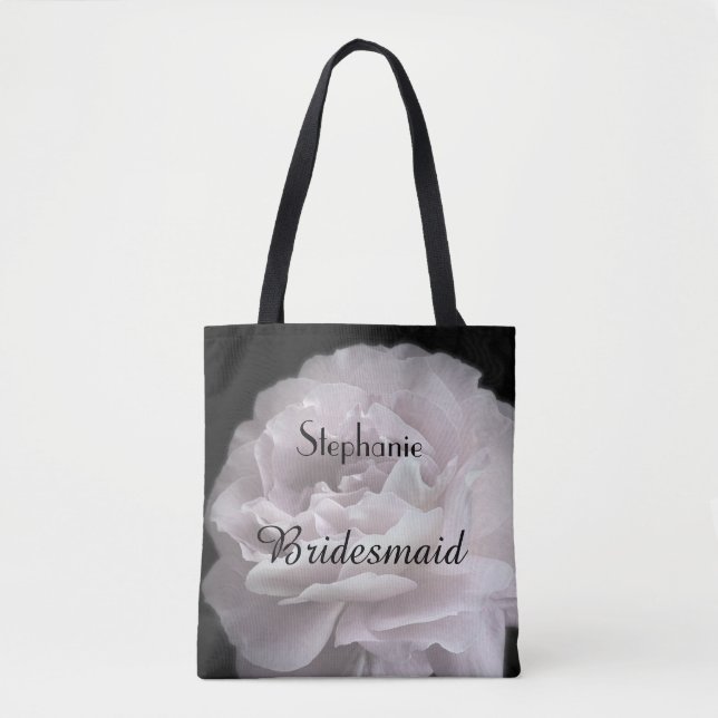 Bridesmaid Personalised Pale Pink Rose Tote Bag (Front)