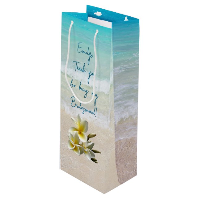 Bridesmaid Personalised Thank You From Bride Wine Gift Bag (Front Angled)