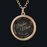Bridesmaid Personalised Wedding Necklace Gift<br><div class="desc">This beautiful gold plated necklace is designed as a wedding gift or favour for bridesmaids. Designed to coordinate with our Gold Foil Elegant Wedding Suite, it features a gold faux foil flourish border with the text "Brides Maid" as well as a place to enter her name. Beautiful way to thank...</div>