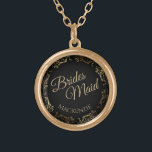 Bridesmaid Personalised Wedding Necklace Gift<br><div class="desc">This beautiful gold plated necklace is designed as a wedding gift or favour for bridesmaids. Designed to coordinate with our Gold Foil Elegant Wedding Suite, it features a gold faux foil flourish border with the text "Brides Maid" as well as a place to enter her name. Beautiful way to thank...</div>